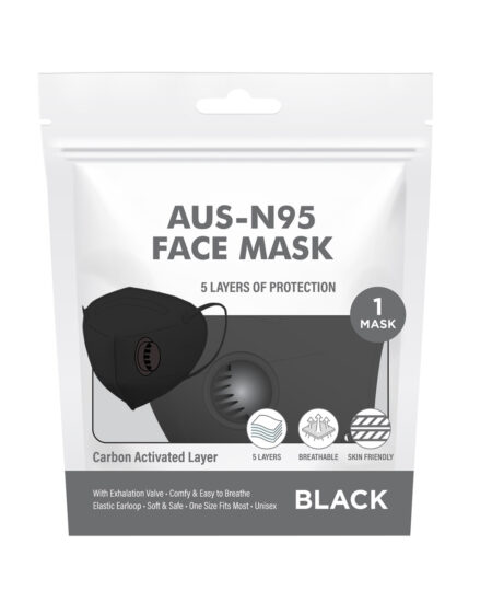 AUS N95 Face Mask Black Zip 1