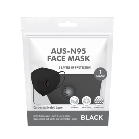 AUS N95 Face Mask Black Zip 1