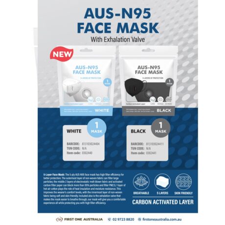 AUS N95 Face Mask Black Zip 2