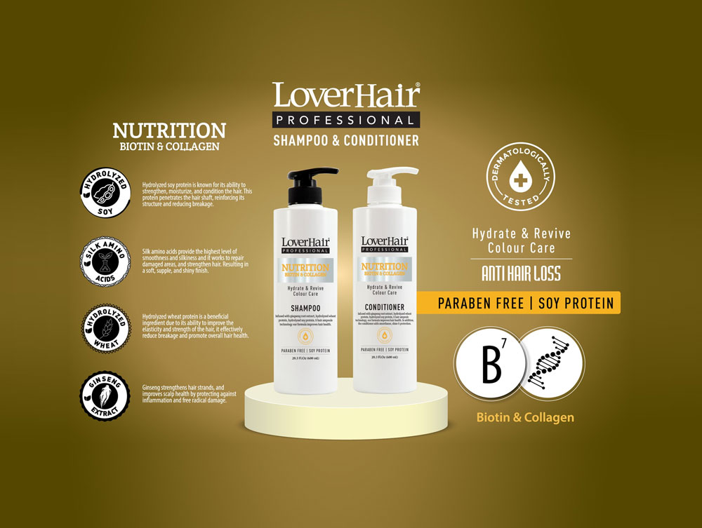 LoverHair Professional Biotin Collagen Shampoo and Conditioner
