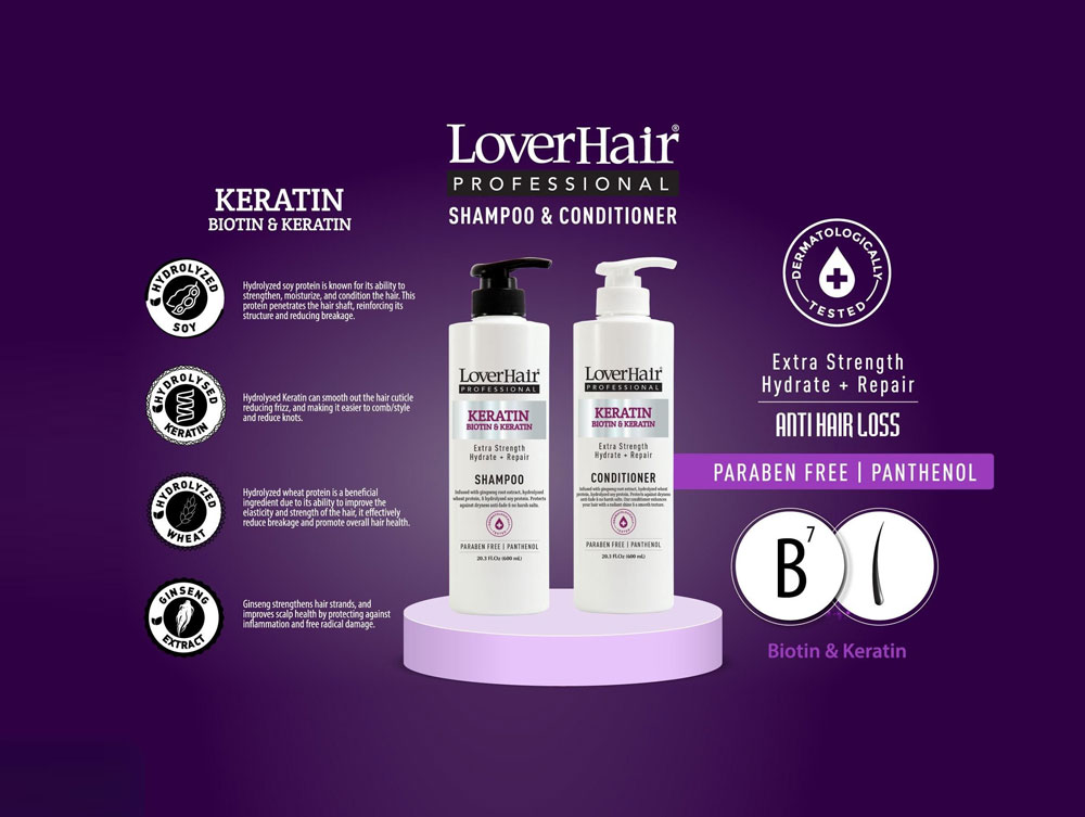 LoverHair Professional Keratin Shampoo and Conditioner