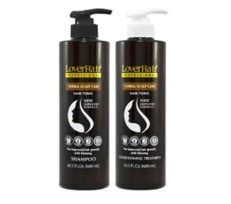 LoverHair Professional Herbal Scalp Care Shampoo and Conditioning Treatment bottles with pumps
