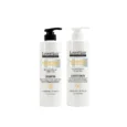 Two white LoverHair Professional bottles with pump tops shampoo on the left conditioner on the right