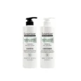 Two white pump bottles labeled LoverHair Professional Shampoo and Conditioner for hair fall control biotin  ginseng root